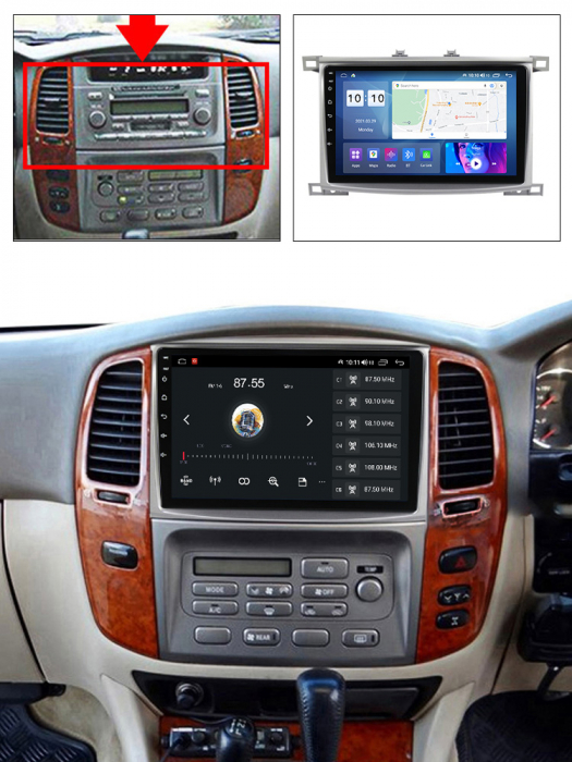 Navigatie dedicata Toyota Land Cruiser 100 2002-2007, 4GB RAM 64GB ROM, Octacore, Android 13, Display QLED 10", DSP, Carplay, Android Auto, Internet, Youtube, Waze, WIFI, Bluetooth [5]