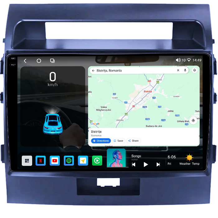 Navigatie dedicata Toyota Land Cruiser 200 2008-2015,4GB RAM 64GB ROM, Procesor Qualcomm Octacore, Android 14, Rezolutie 2K, Display QLED 9", DSP, Carplay&Android Auto, SIM 4G [3]