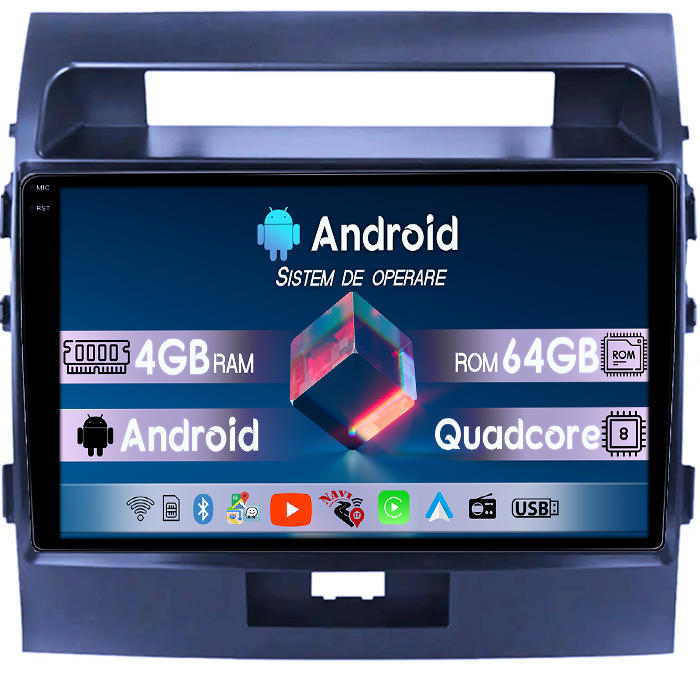 Navigatie dedicata Toyota Land Cruiser 200 2008-2015, 4GB RAM 64GB ROM, Quadcore, Android 14, Display QLED 1K, 10", DSP, Carplay&Android Auto, Suport camere AHD [1]