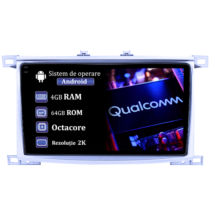 Navigatie dedicata Toyota Land Cruiser 2005, 4GB RAM 64GB ROM, Procesor Qualcomm Octacore, Android 14, Rezolutie 2K, Display QLED 9", DSP, Carplay&Android Auto, SIM 4G [1]