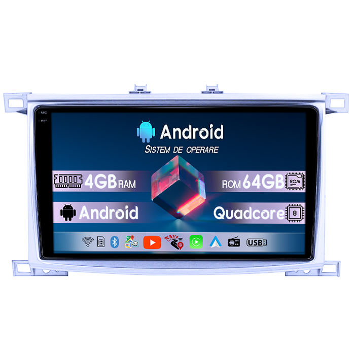 Navigatie dedicata Toyota Land Cruiser 2005, 4GB RAM 64GB ROM, Quad Core, Display 10.1" QLED 1K, Carplay, Android 14, Bluetooth, Magazin Play, Suport Camere AHD [1]