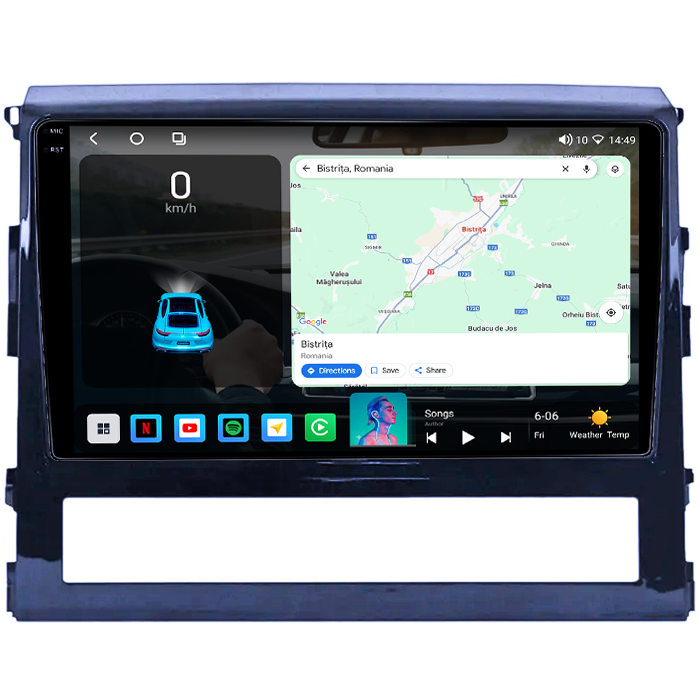 Navigatie dedicata Toyota Land Cruiser 2015+, 4GB RAM 64GB ROM, Octacore, Android 14, Display QLED 1K 9", Carplay&Android Auto, SIM 4G, Ventilator Activ [2]
