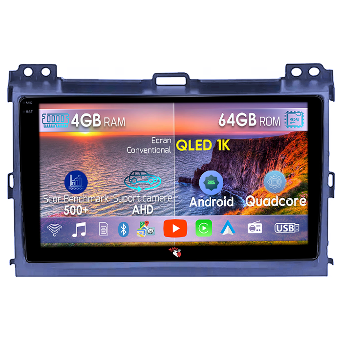 Navigatie dedicata Toyota Land Cruiser J120 Prado 2003 - 2009, 4GB RAM 64GB ROM, Octacore, Android 14, Display QLED 1K 9", Carplay&Android Auto, SIM 4G, Ventilator Activ [1]