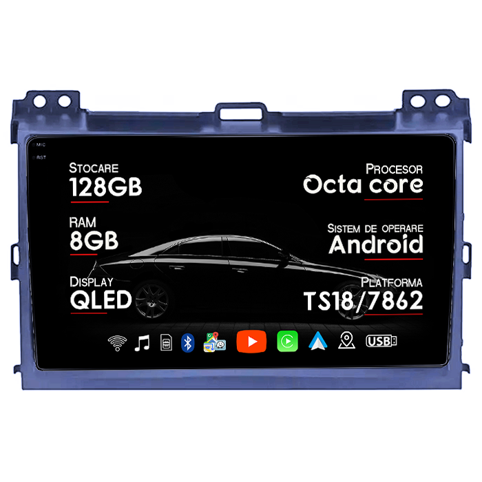 Navigatie dedicata Toyota Land Cruiser J120 Prado 2003-2009, 8GB RAM 128GB ROM, Octacore, Platforma TS18, Android 14, Display QLED 9", Suporta camera 360", DSP, Carplay&Android Auto, SIM 4G, Ventil [1]