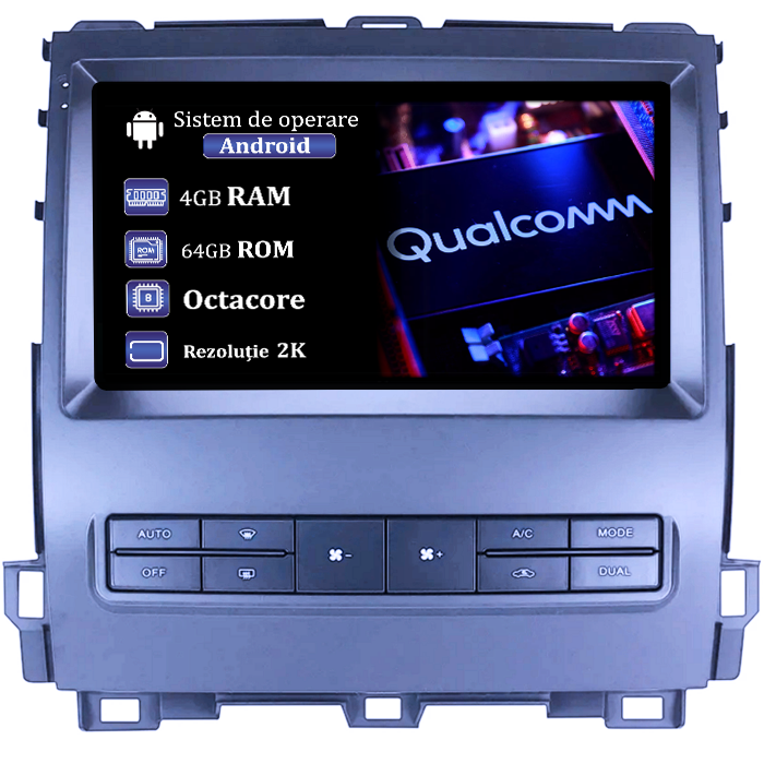 Navigatie dedicata Toyota Land Cruiser PradoLexus GX470 GX 470 J120, 4GB RAM 64GB ROM, Procesor Qualcomm Octacore, Android 14, Rezolutie 2K, Display QLED 9", DSP, Carplay&Android Auto, SIM 4G [1]