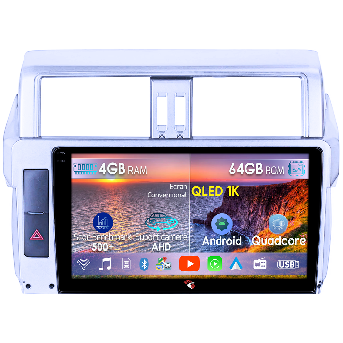 Navigatie dedicata Toyota Land Prado 2013-2017, 4GB RAM 64GB ROM, Octacore, Android 14, Display QLED 1K 10", Carplay&Android Auto, SIM 4G, Ventilator Activ [1]