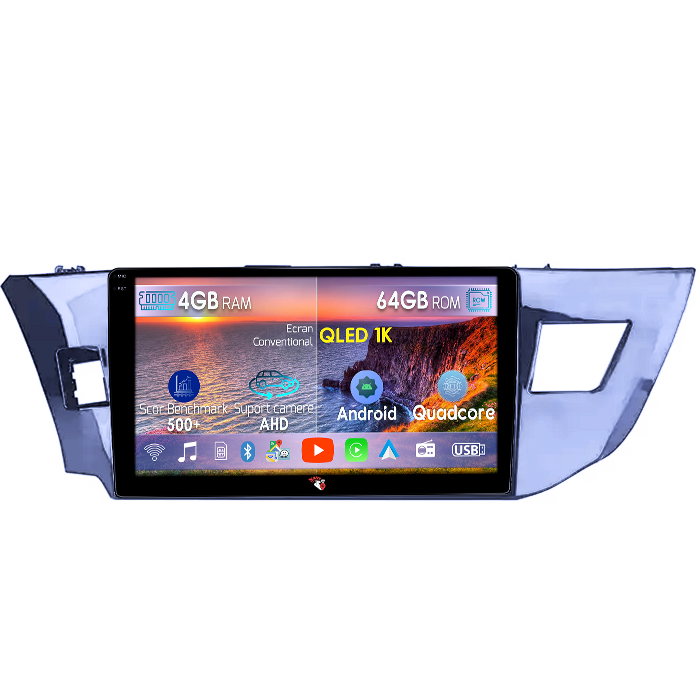 Navigatie dedicata Toyota Levin 2014, 4GB RAM 64GB ROM, Octacore, Android 14, Display QLED 1K 10", Carplay&Android Auto, SIM 4G, Ventilator Activ [1]