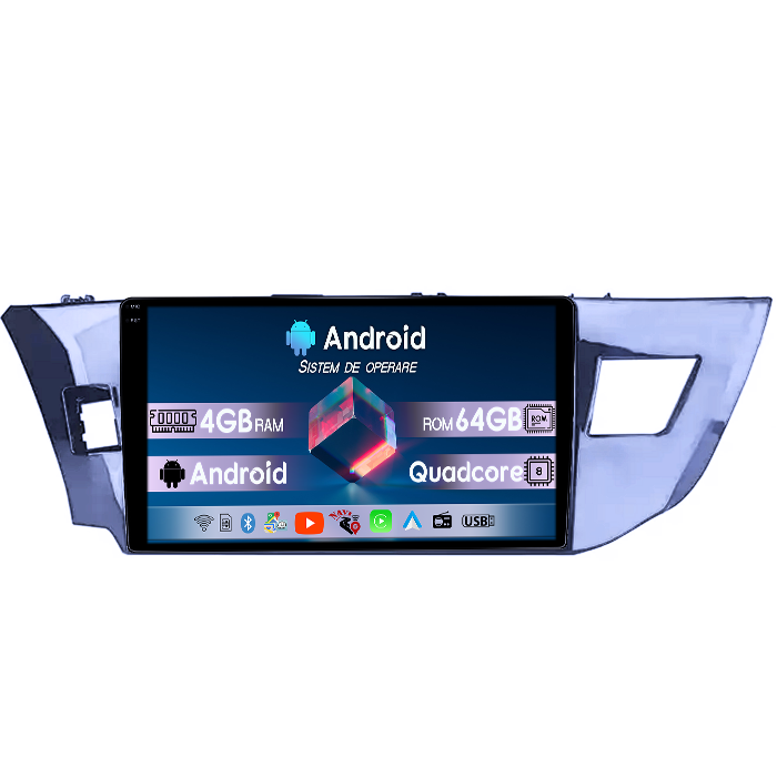 Navigatie dedicata Toyota Levin 2014, 4GB RAM 64GB ROM, Quad Core, Display 10" QLED 1K, Carplay, Android 14, Bluetooth, Magazin Play, Suport Camere AHD [1]