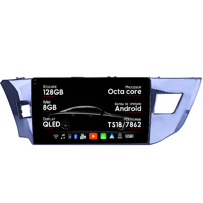 Navigatie dedicata Toyota Corolla 2013-2018, 8GB RAM 128GB ROM, Octacore, Platforma TS18, Android 14, Display QLED 9", Suporta camera 360", DSP, Carplay&Android Auto, SIM 4G, Ventilator Activ [1]
