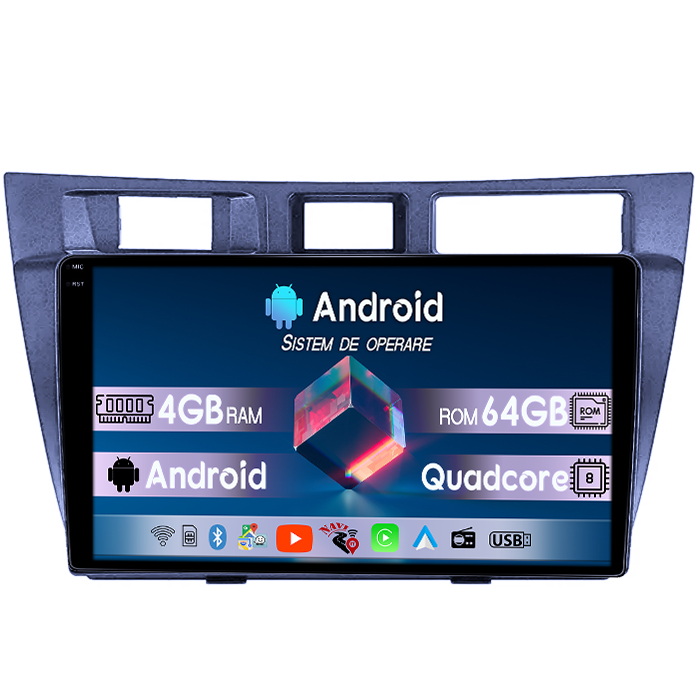 Navigatie dedicata Toyota Mark 2000-2007, 4GB RAM 64GB ROM, Quad Core, Display 9" QLED 1K, Carplay, Android 14, Bluetooth, Magazin Play, Suport Camere AHD [1]