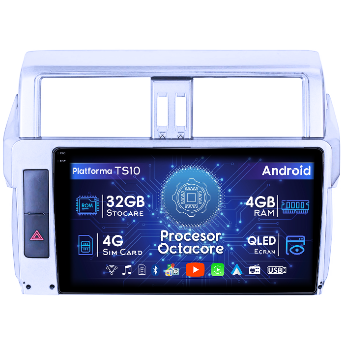 Navigatie dedicata Toyota Prado 150 2009-2013, 4GB RAM 32GB ROM, Octacore, Android 14, Display QLED 1K 9", DSP, Carplay&Android Auto, SIM 4G, Bluetooth, Ventilator Activ [1]