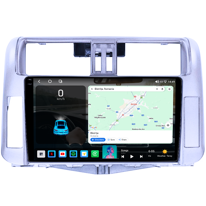 Navigatie dedicata Toyota Prado 150 2009-2013, 4GB RAM 64GB ROM, Octacore, Android 14, Display QLED 1K 9", Carplay&Android Auto, SIM 4G, Ventilator Activ [2]