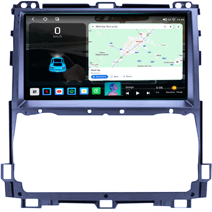Navigatie dedicata Toyota Prado 2002-2009, 4GB RAM 32GB ROM, Octacore, Android 14, Display QLED 1K 9", DSP, Carplay&Android Auto, SIM 4G, Bluetooth, Ventilator Activ [2]