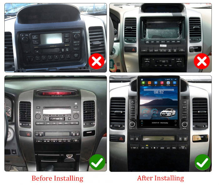 Navigatie dedicata Toyota Prado 2004-2009,Tesla Style, ANDROID 13,Carplay&Android Auto, 10 inch , 8+128GB, Internet, Aplicatii, Waze, GPS [4]
