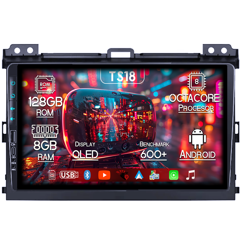Navigatie dedicata Toyota Prado 2004-2009, USB&Butoane fizice frontale, Platforma TS18, 9 Inch, 8GB RAM 128GB ROM, Octacore, Android 14, Android Auto&Carplay [1]