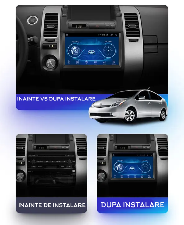 Navigatie dedicata Toyota Prius 20 2003-2009, 4GB RAM 64GB ROM, Quad Core, Display 9" QLED 1K, Carplay, Android 14, Bluetooth, Magazin Play, Suport Camere AHD [2]