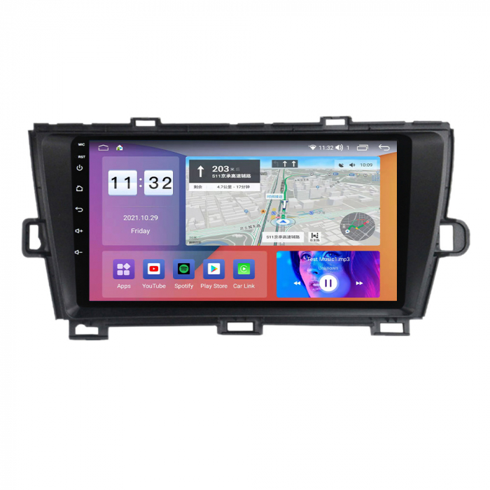 Navigatie dedicata Toyota Prius 2009-2015, 4 GB RAM 32 ROM, Android 13, Display QLED, 9", DSP, Carplay, Android Auto, Internet, Youtube, Waze, WI-FI, USB, Bluetooth [2]
