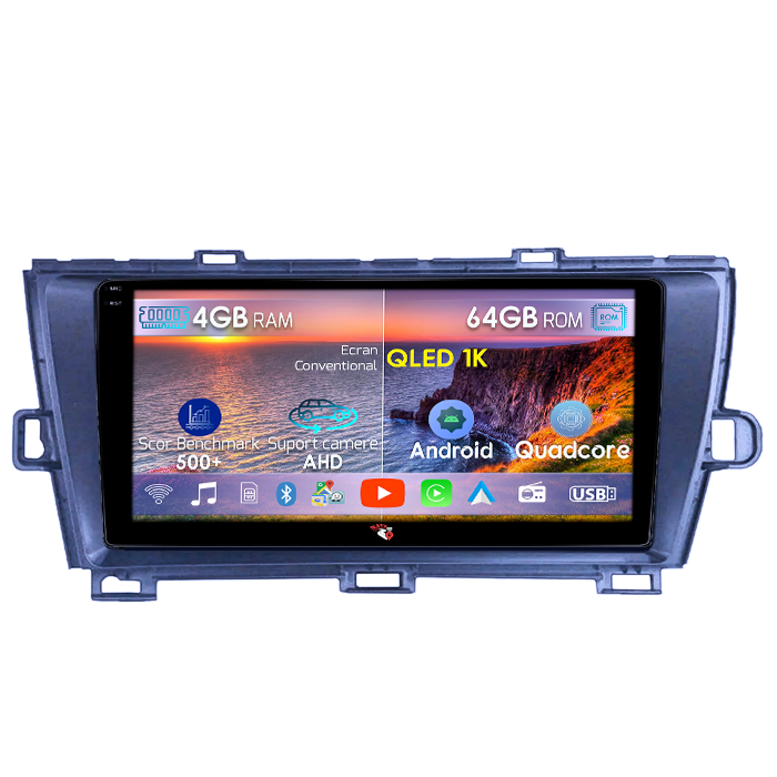 Navigatie dedicata Toyota Prius 2009-2015, 4GB RAM 64GB ROM, Octacore, Android 14, Display QLED 1K 9", Carplay&Android Auto, SIM 4G, Ventilator Activ [1]