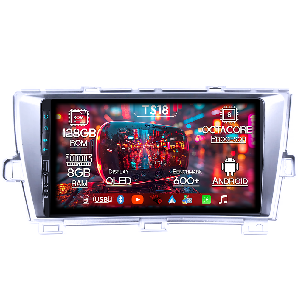 Navigatie dedicata Toyota Prius 2009-2015 Silver, USB&Butoane fizice frontale, Platforma TS18, 9 Inch, 8GB RAM 128GB ROM, Octacore, Android 14, Android Auto&Carplay [1]