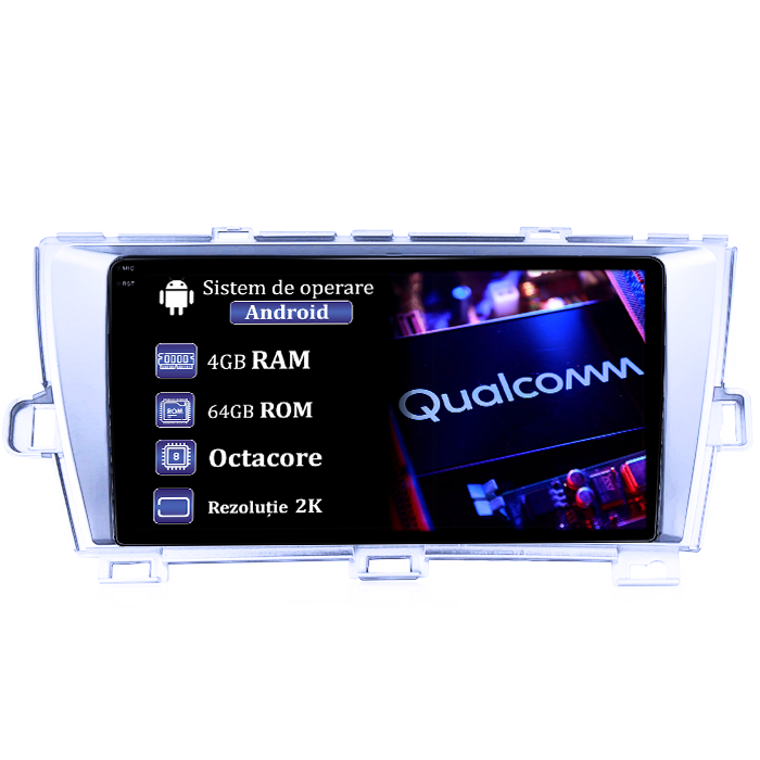 Navigatie dedicata Toyota Prius, 4GB RAM 64GB ROM, Procesor Qualcomm Octacore, Android 14, Rezolutie 2K, Display QLED 9", DSP, Carplay&Android Auto, SIM 4G [1]
