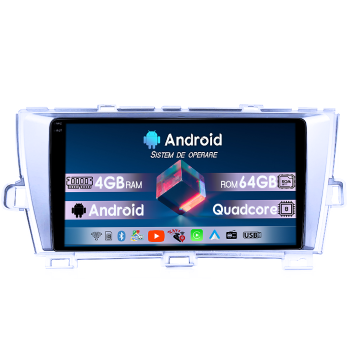 Navigatie dedicata Toyota Prius, 4GB RAM 64GB ROM, Quad Core, Display 9" QLED 1K, Carplay, Android 14, Bluetooth, Magazin Play, Suport Camere AHD [1]