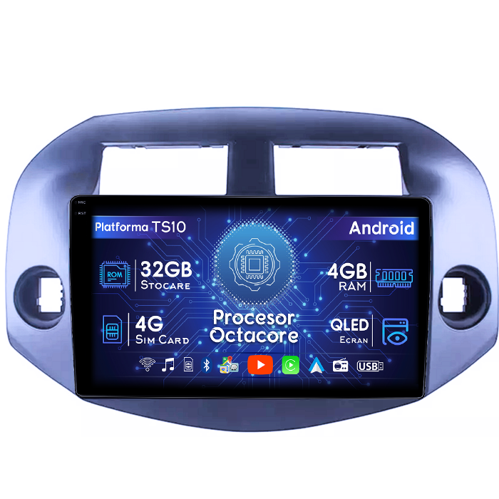 Navigatie dedicata Toyota RAV4 2005-2013, 4GB RAM 32GB ROM, Octacore, Android 14, Display QLED 1K 10", DSP, Carplay&Android Auto, SIM 4G, Bluetooth, Ventilator Activ [1]