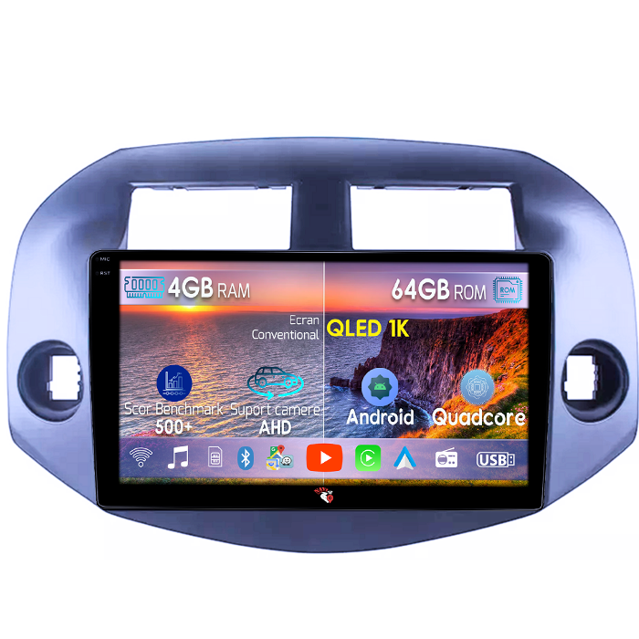 Navigatie dedicata Toyota RAV4 2005-2013, 4GB RAM 64GB ROM, Octacore, Android 14, Display QLED 1K 10", Carplay&Android Auto, SIM 4G, Ventilator Activ [1]