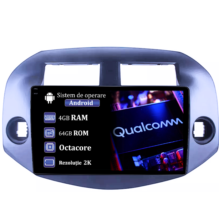 Navigatie dedicata Toyota RAV4 2006-2012, 4GB RAM 64GB ROM, Procesor Qualcomm Octacore, Android 14, Rezolutie 2K, Display QLED 9", DSP, Carplay&Android Auto, SIM 4G [1]