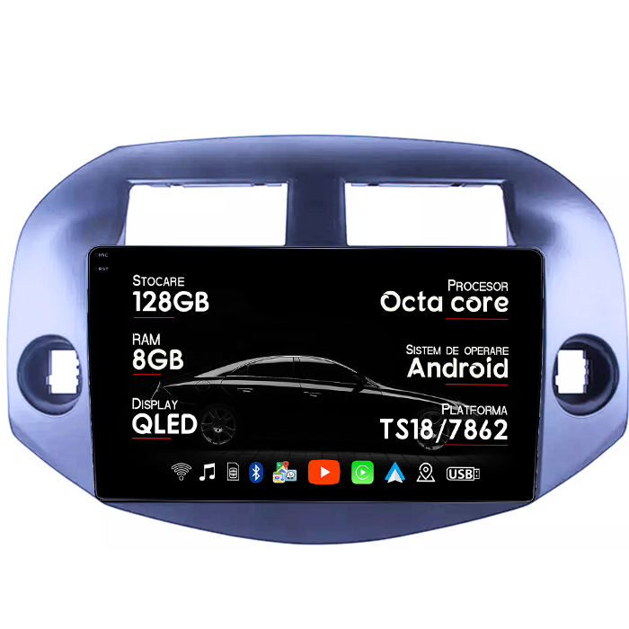 Navigatie dedicata Toyota RAV4 2006-2012, 8GB RAM 128GB ROM, Octacore, Platforma TS18, Android 14, Display QLED 9", Suporta camera 360", DSP, Carplay&Android Auto, SIM 4G, Ventilator Activ [1]