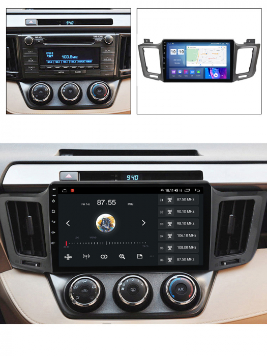 Navigatie dedicata Toyota RAV4 2012-2018, 4 GB RAM 32 ROM, Android 13, Display QLED, 10", DSP, Carplay, Android Auto, Internet, Youtube, Waze, WI-FI, USB, Bluetooth [7]