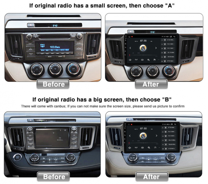 Navigatie dedicata Toyota RAV4 2012-2018, 4 GB RAM 32 ROM, Android 13, Display QLED, 10", DSP, Carplay, Android Auto, Internet, Youtube, Waze, WI-FI, USB, Bluetooth [8]