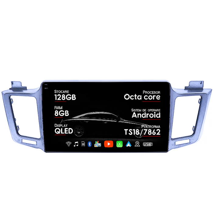 Navigatie dedicata Toyota RAV4 2012 - 2018, 8GB RAM 128GB ROM, Octacore, Platforma TS18, Android 14, Display QLED 10", Suporta camera 360", DSP, Carplay&Android Auto, SIM 4G, Ventilator Activ [1]