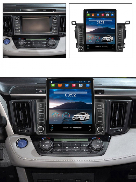 Navigatie dedicata Toyota RAV4 2013-2018,Tesla Style, ANDROID 13,Carplay&Android Auto, 10 inch , 8+128GB, Internet, Aplicatii, Waze, GPS [4]