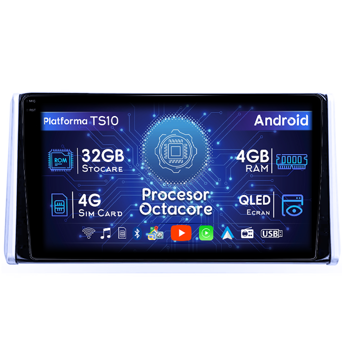 Navigatie dedicata Toyota RAV4 2019, 4GB RAM 32GB ROM, Octacore, Android 14, Display QLED 1K 10", DSP, Carplay&Android Auto, SIM 4G, Bluetooth, Ventilator Activ [1]