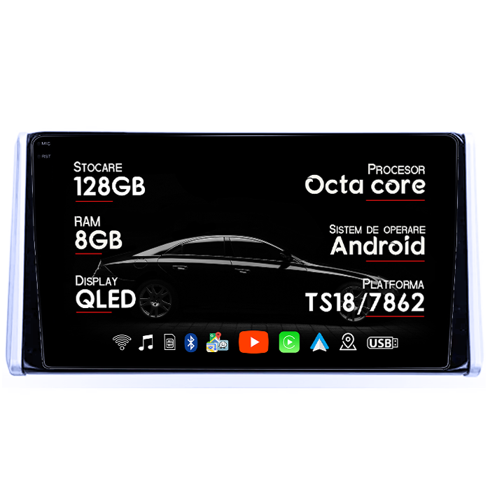 Navigatie dedicata Toyota RAV4 2019, 8GB RAM 128GB ROM, Octacore, Platforma TS18, Android 14, Display QLED 10", Suporta camera 360", DSP, Carplay&Android Auto, SIM 4G, Ventilator Activ [1]