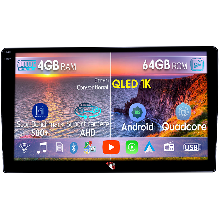 Navigatie dedicata Toyota Sienna 2004-2010, 4GB RAM 64GB ROM, Octacore, Android 14, Display QLED 1K 9", Carplay&Android Auto, SIM 4G, Ventilator Activ [1]