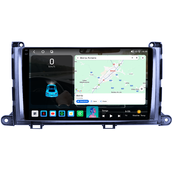 Navigatie dedicata Toyota Sienna 2009-2014, 4GB RAM 64GB ROM, Procesor Qualcomm Octacore, Android 14, Rezolutie 2K, Display QLED 9", DSP, Carplay&Android Auto, SIM 4G [3]