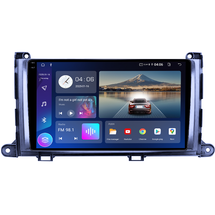 Navigatie dedicata Toyota Sienna 2009-2014, 4GB RAM 64GB ROM, Quad Core, Display 9" QLED 1K, Carplay, Android 14, Bluetooth, Magazin Play, Suport Camere AHD [2]