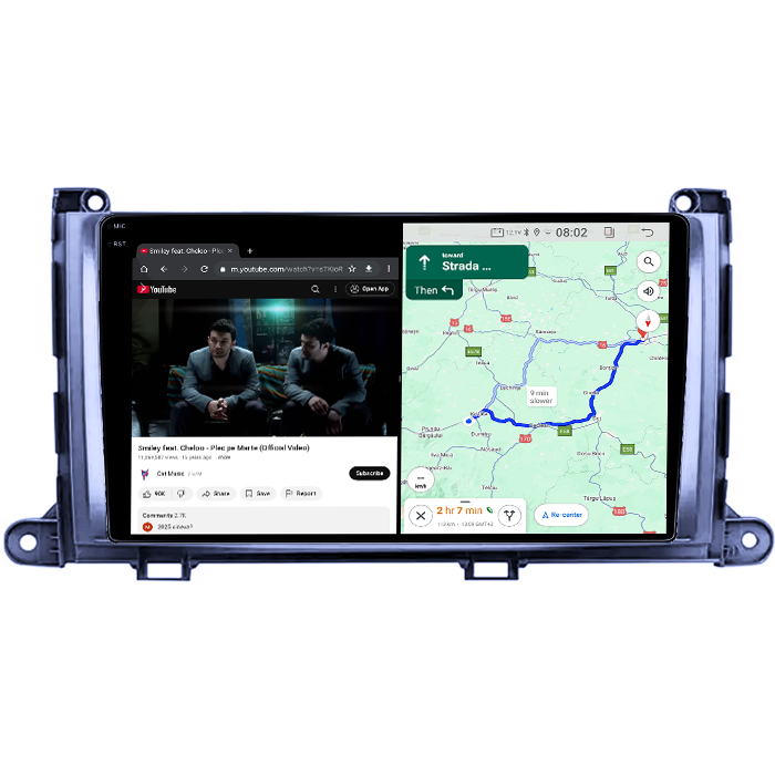 Navigatie dedicata Toyota Sienna 2009-2014, 4GB RAM 64GB ROM, Quad Core, Display 9" QLED 1K, Carplay, Android 14, Bluetooth, Magazin Play, Suport Camere AHD [4]