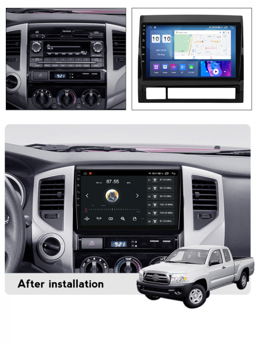 Navigatie dedicata Toyota Tacoma Hilux 2005-2013, 4 GB RAM 32 ROM, Android 13, Display QLED, 9", DSP, Carplay, Android Auto, Internet, Youtube, Waze, WI-FI, USB, Bluetooth [6]