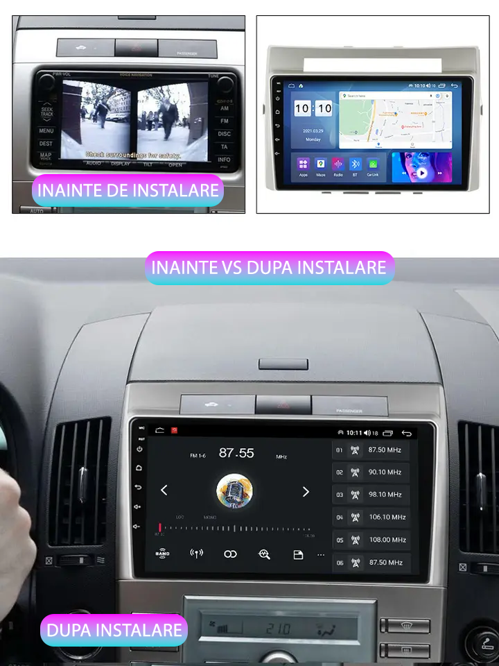 Navigatie dedicata Toyota Verso 2004-2009, 8GB RAM 128GB ROM, Octacore, Platforma TS18, Android 13, Display QLED 9”, Suporta camera 360º, DSP, Carplay&Android Auto, SIM 4G, Ventilator Activ [4]