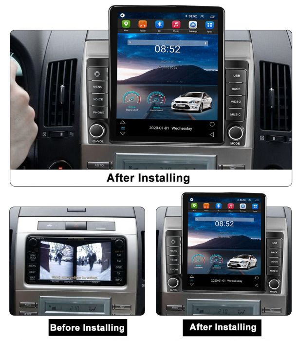 Navigatie dedicata Toyota Verso 2004-2009,Tesla Style, ANDROID 13,Carplay&Android Auto, 10 inch , 8+128GB, Internet, Aplicatii, Waze, GPS [3]