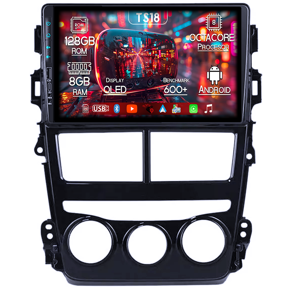 Navigatie dedicata Toyota Vios 2018-2019, USB&Butoane fizice frontale, Platforma TS18, 9 Inch, 8GB RAM 128GB ROM, Octacore, Android 14, Android Auto&Carplay [1]