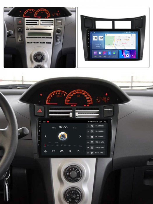 Navigatie dedicata Toyota Yaris 2005-2012, 4 GB RAM 32 ROM, Android 13, Display QLED, 9", DSP, Carplay, Android Auto, Internet, Youtube, Waze, WI-FI, USB, Bluetooth [7]