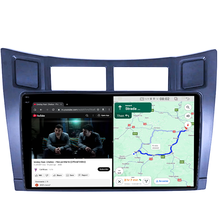 Navigatie dedicata Toyota Yaris 2005-2012, 4GB RAM 64GB ROM, Quad Core, Display 9" QLED 1K, Carplay, Android 14, Bluetooth, Magazin Play, Suport Camere AHD [5]