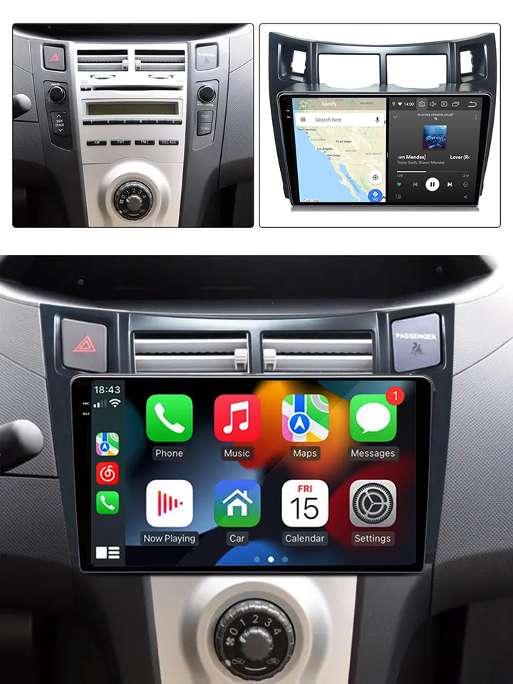 Navigatie dedicata Toyota Yaris 2005 - 2012, 8GB RAM 128GB ROM, Octacore, Platforma TS18, Android 14, Display QLED 9", Suporta camera 360", DSP, Carplay&Android Auto, SIM 4G, Ventilator Activ [5]