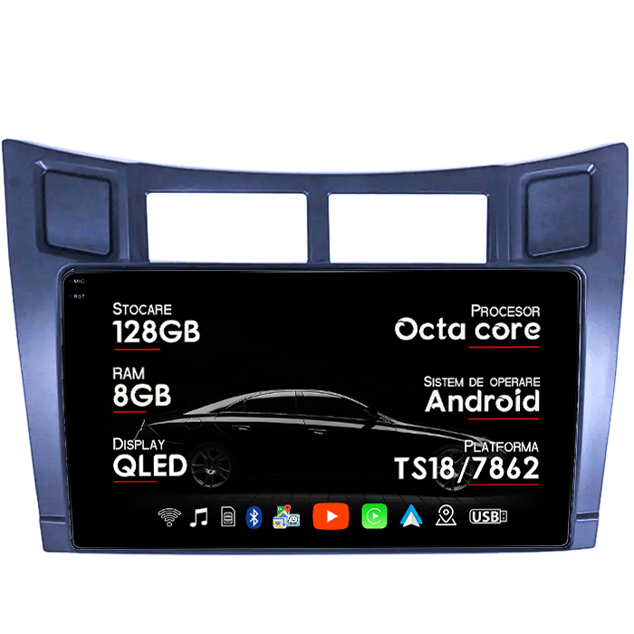 Navigatie dedicata Toyota Yaris 2012-2017, 8GB RAM 128GB ROM, Octacore, Platforma TS18, Android 14, Display QLED 9", Suporta camera 360", DSP, Carplay&Android Auto, SIM 4G, Ventilator Activ [1]