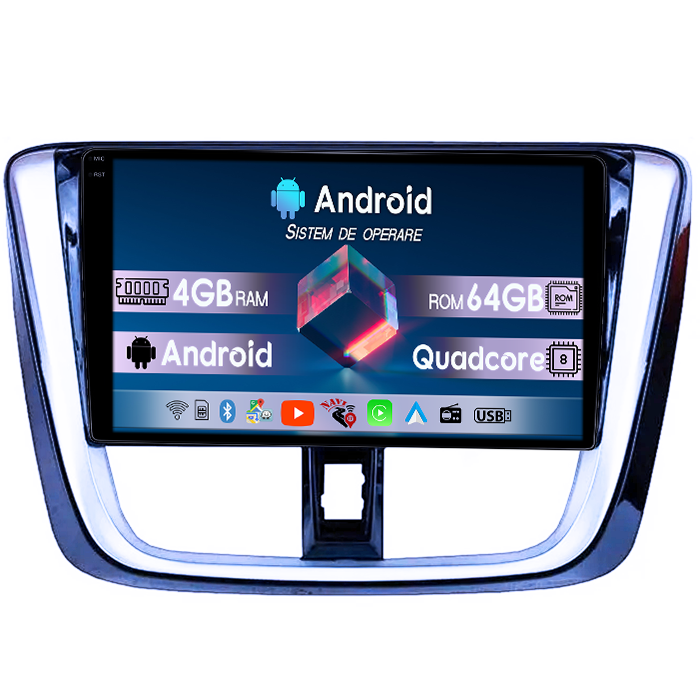 Navigatie dedicata Toyota Yaris 2014,4GB RAM 64GB ROM, Quad Core, Display 10" QLED 1K, Carplay, Android 14, Bluetooth, Magazin Play, Suport Camere AHD [1]