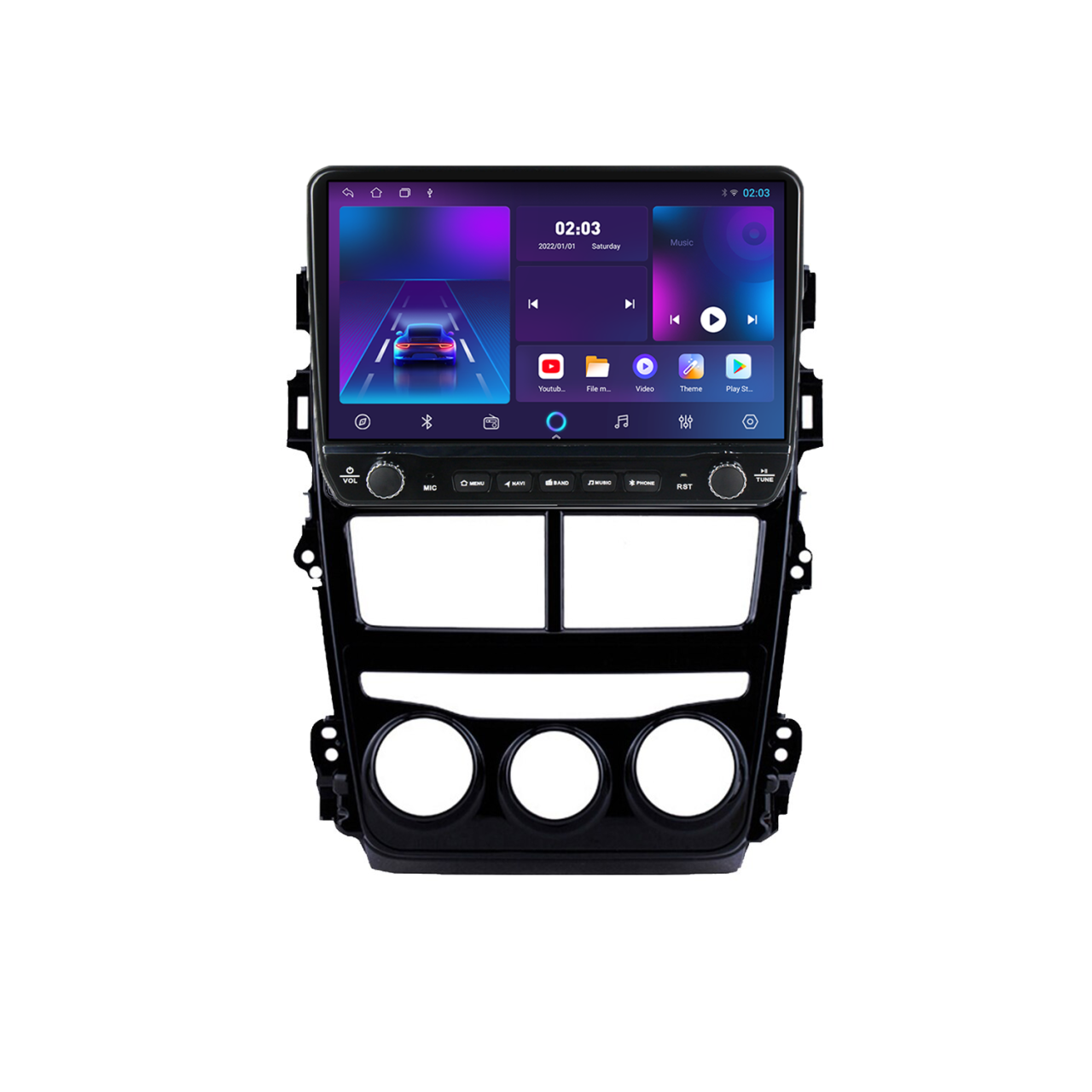 Navigatie dedicata Toyota Yaris 2017-2019 AC Tesla Cu Butoane Rotative Model 2024, 4GB RAM 64GB ROM, Procesor Quadcore, Android 14, Display QLED 10", DSP, Carplay&Android [2]