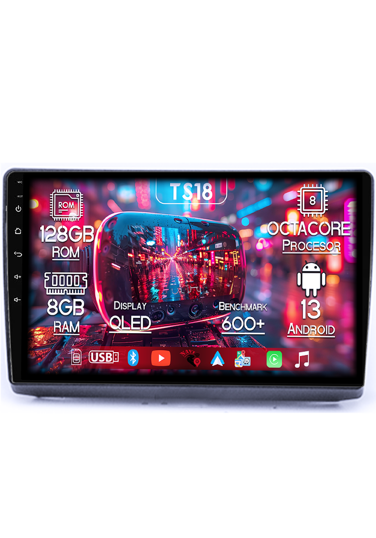 Navigatie dedicata Movano, 8GB RAM 128GB ROM, Octacore, Platforma TS10, Android 13, Display QLED 9”, Suporta camera 360º, DSP, Carplay&Android Auto, [1]